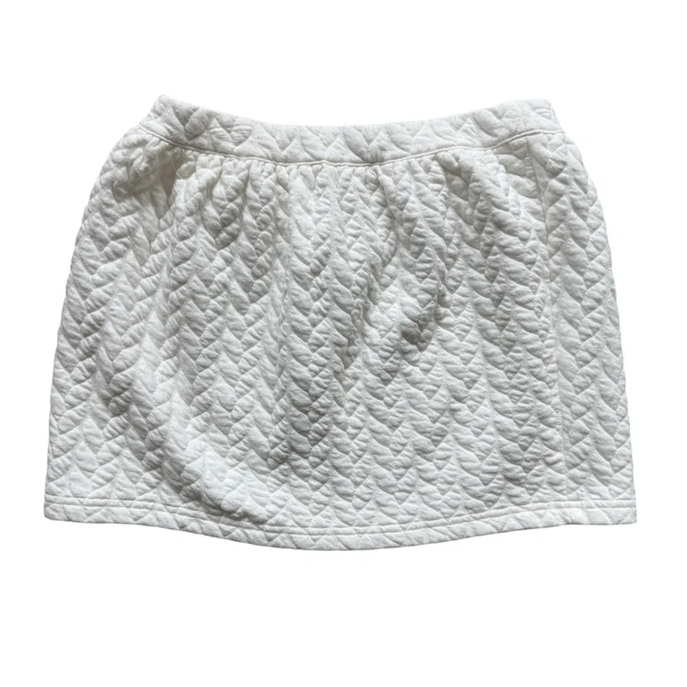 Janie & Jack Mini Skirt Girls Ivory Quilted Chevron Textured Lined Elastic 12